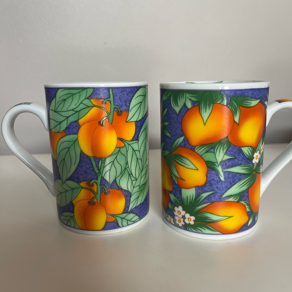 Set of 2 Vintage Citrus Mugs